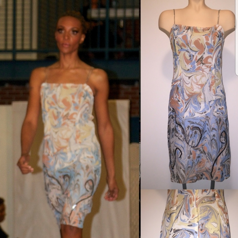 Silk Marbleize Spaghetti Strap Dress